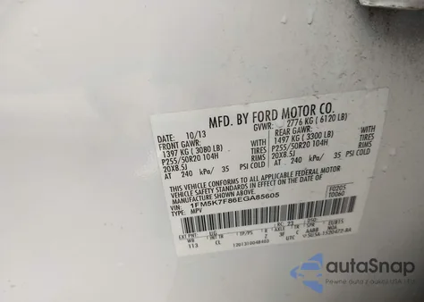 2014 Ford Explorer Limited z USA, uszkodzony, nr VIN 1FM5K7F86EGA85605